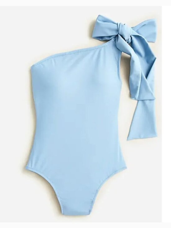 J. Crew Other - J. Crew Bow one-shoulder one-piece swimsuit light blue mist 12